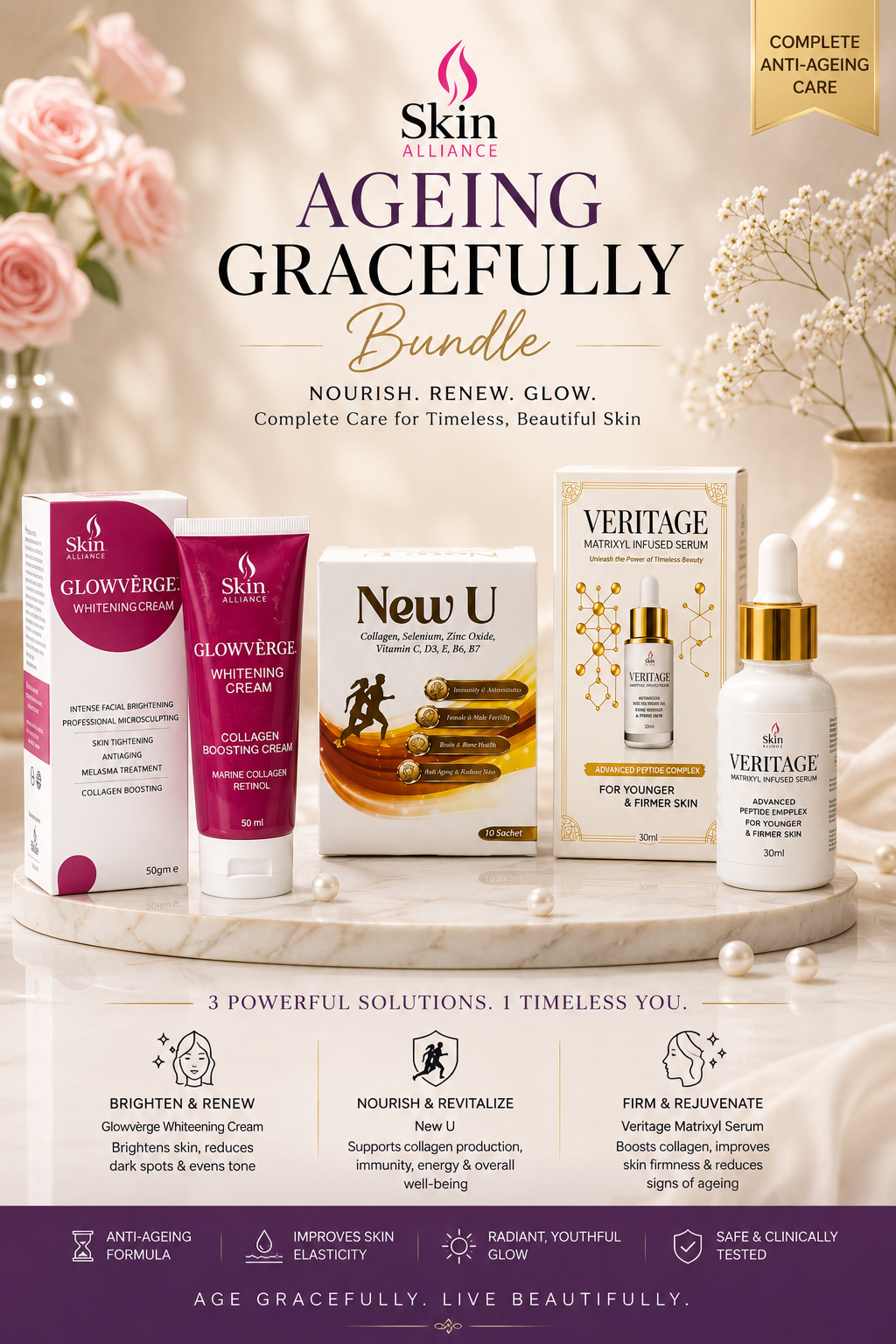 Alliance Ageing Gracefully Bundle-Advanced Collagen, Peptides & Retinol System for Youthful-Looking Skin