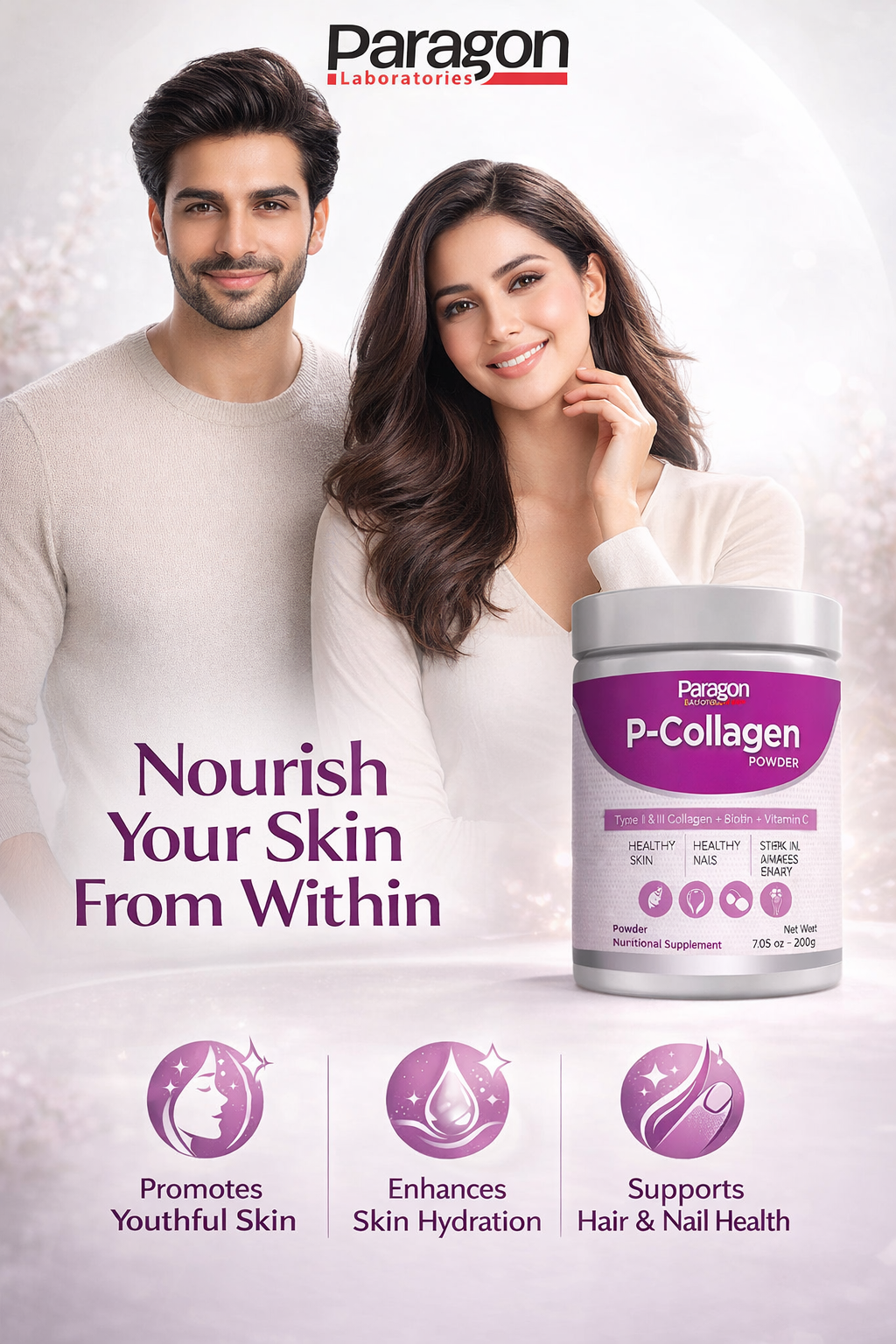 P-Collagen Powder – Hydrolyzed Collagen Supplement for Skin Glow, Hair & Joints