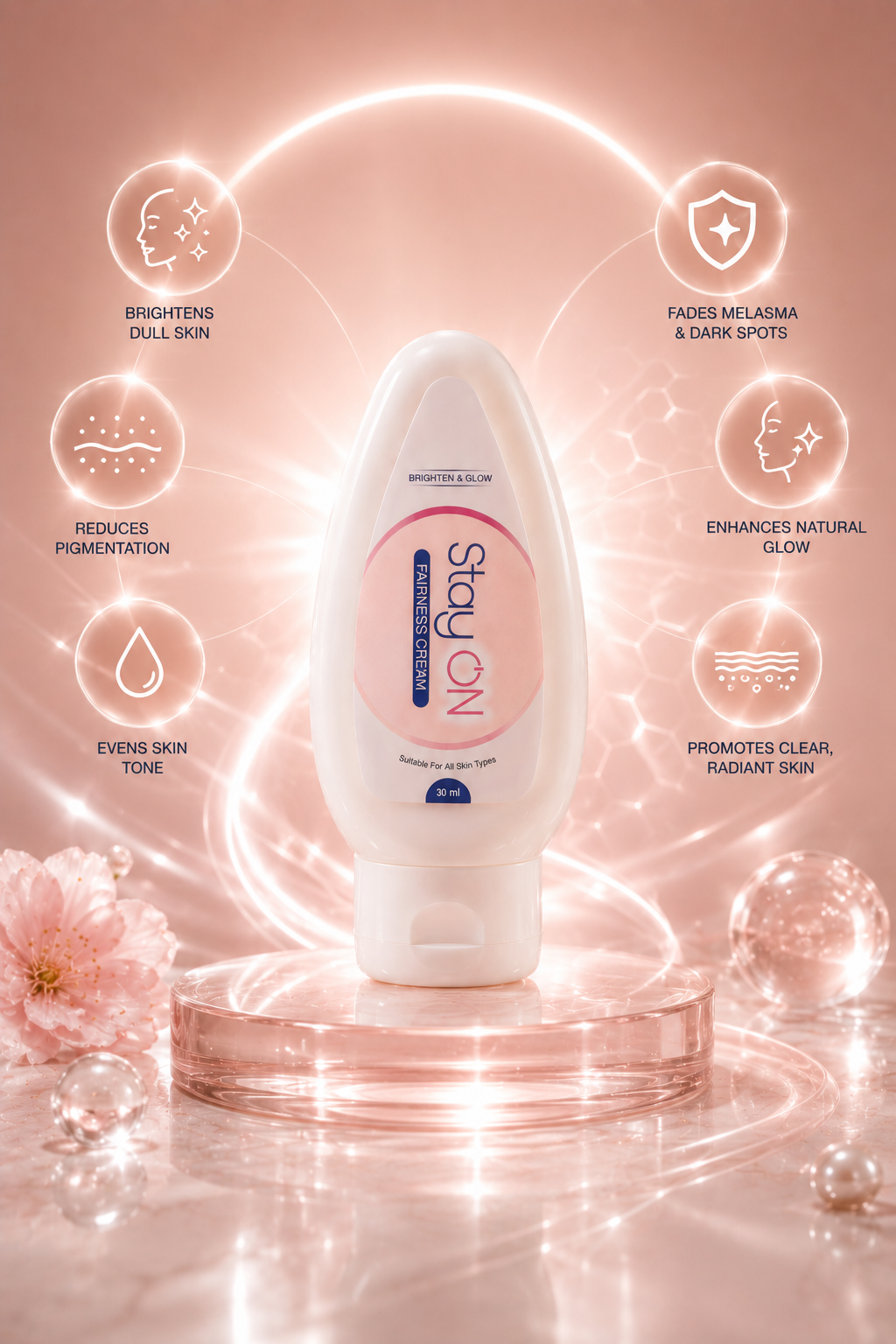 StayON Fairness & Glow Cream | Glutathione, Vitamin C, Arbutin & Melavoid | For Melasma, Pigmentation & Uneven Skin Tone