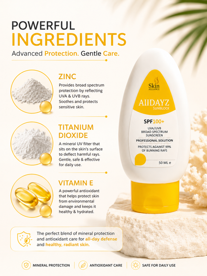 Alldayz Sunblock SPF 100 | Broad Spectrum UVA/UVB Sunscreen | Water-Resistant, Non-Greasy Daily Sun Protection