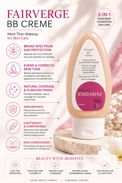 Fairverge BB Cream SPF 30+ | Sunscreen with Foundation | Natural Coverage & Even Skin Tone