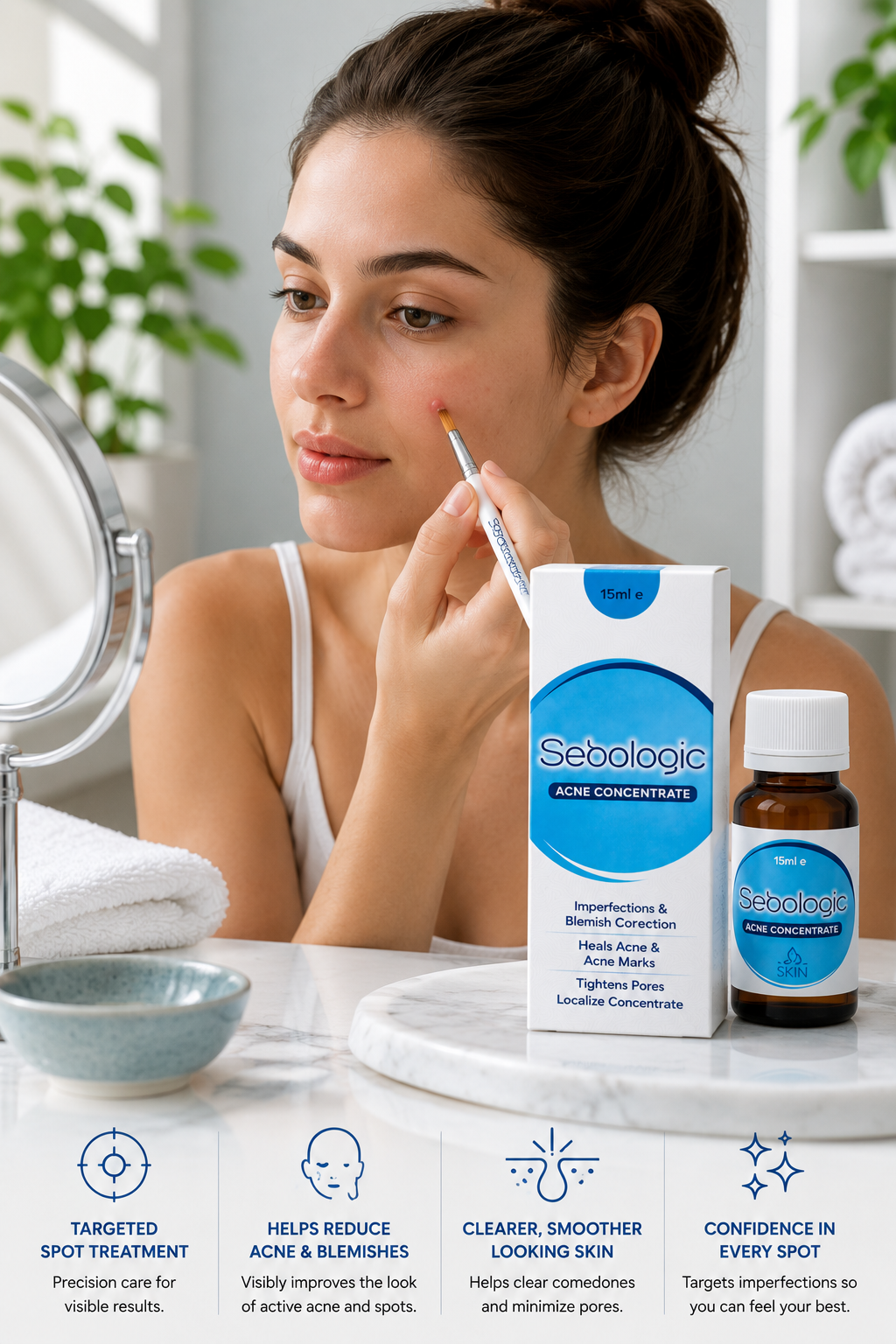 Sebologic Acne Concentrate Serum | Targeted Spot Treatment for Active Acne, Comedones, Blemishes & Post-Acne Marks