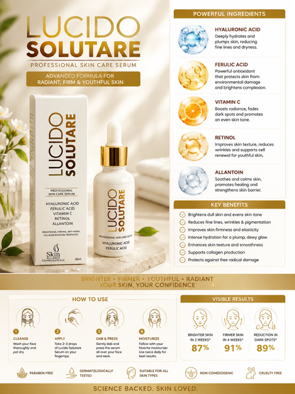 Lucido Solutare Professional Skin Care Serum | Hyaluronic Acid, Vitamin C & Retinol | Hydrating, Brightening & Anti-Aging Face Serum