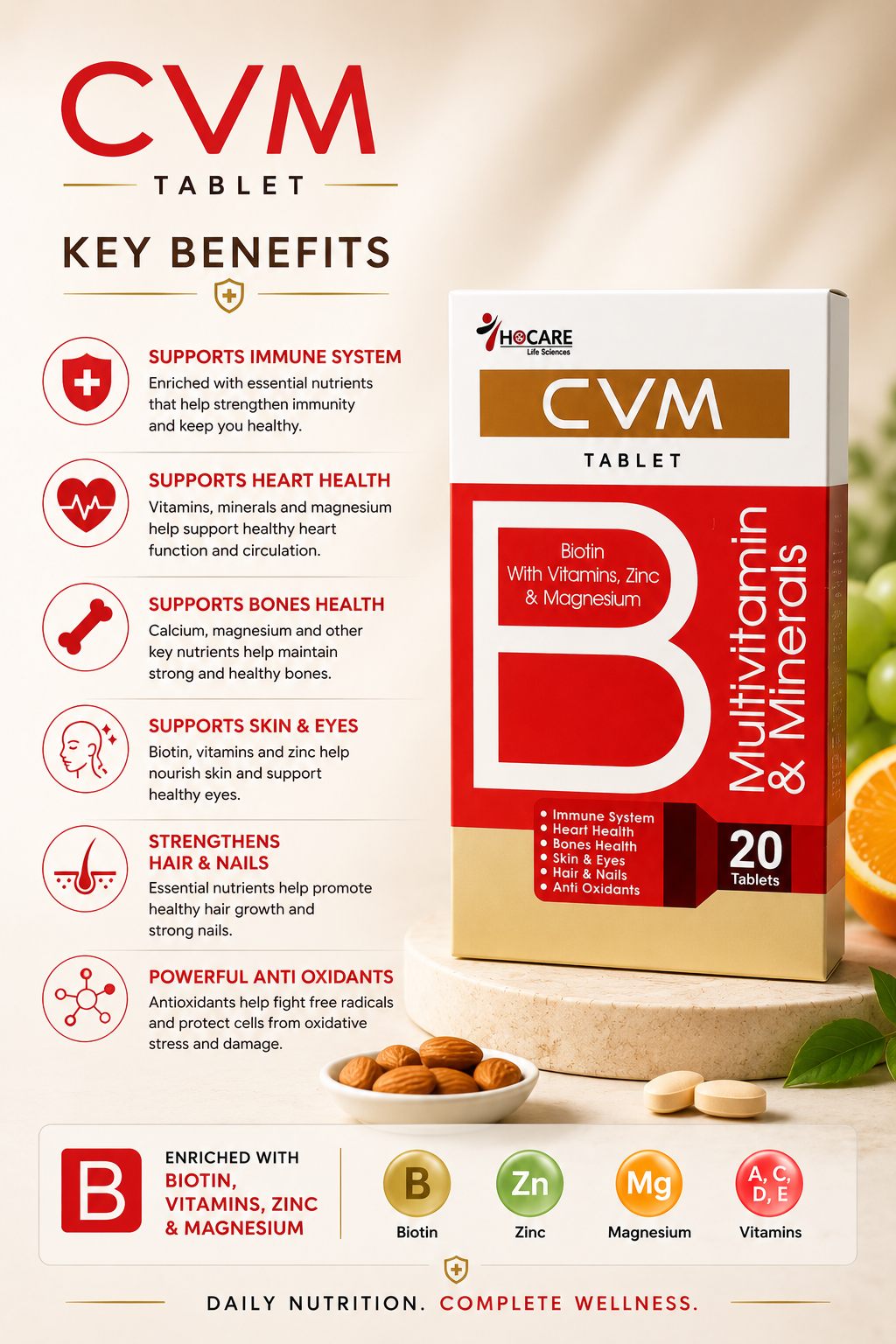 Tab CVM Hair Tablets – Hair Growth, Strength & Anti Hair Fall Support Supplement