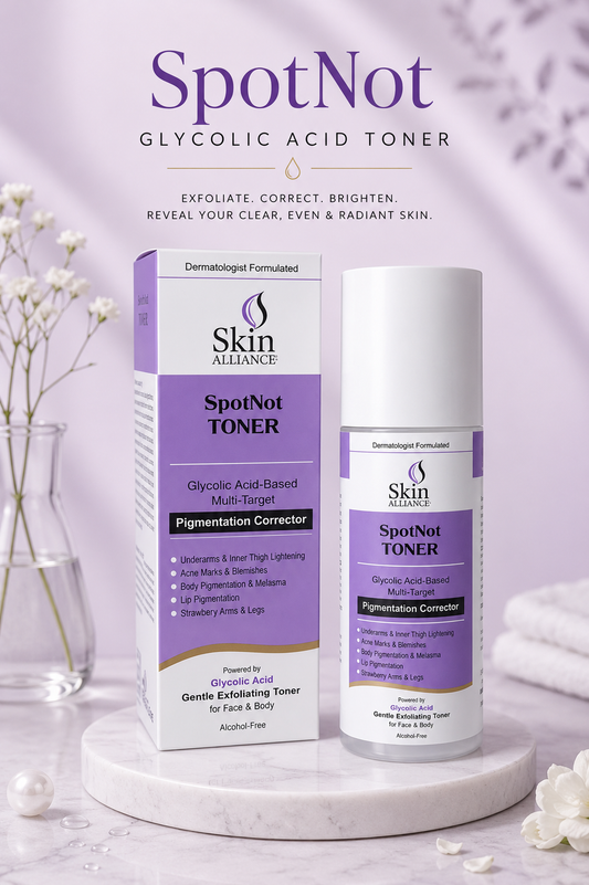 SpotNot Glycolic Acid Toner | Glycolic, Salicylic & Lactic Acid | Exfoliating Toner for Pigmentation, Acne & Smooth Skin