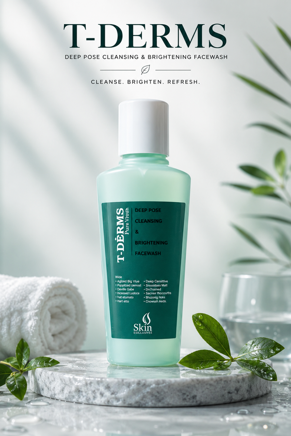 T-Derms Deep Pore Cleansing & Brightening Face Wash with Niacinamide, Salicylic Acid, Glycolic Acid, Tea Tree & Seaweed Extract | Acne, Oily & Combination Skin