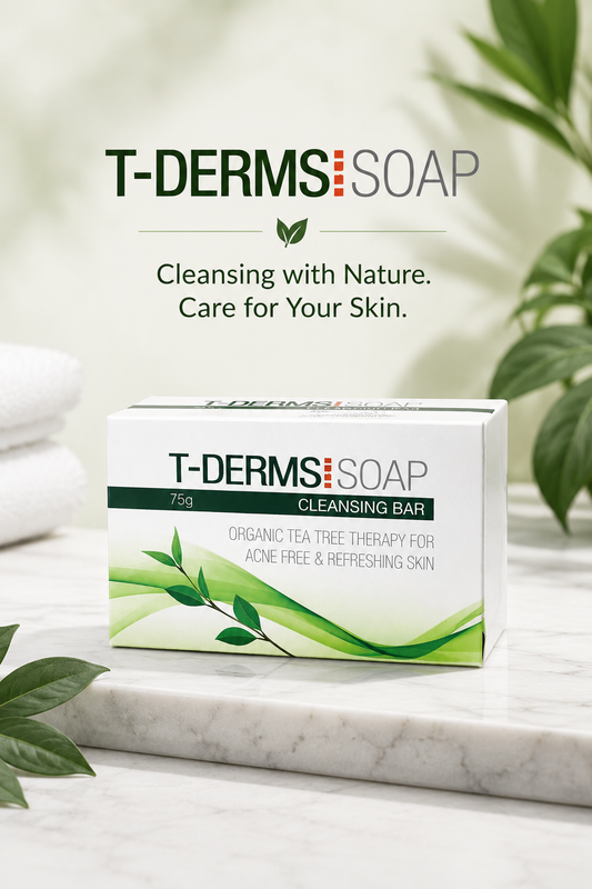 T-Derms Antibacterial, Antifungal & Anti-Acne Soap | Deep Pore Cleansing & Brightening Bar with Tea tree