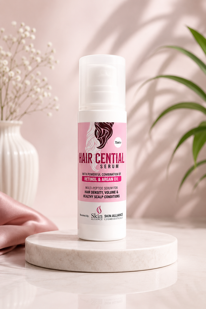 Hair Cential Hair Growth Serum Gel| Retinol, Argan Oil & Multi-Peptide Hair Density Serum for Hair Fall Control, Scalp Care & Thicker Hair | 75ml