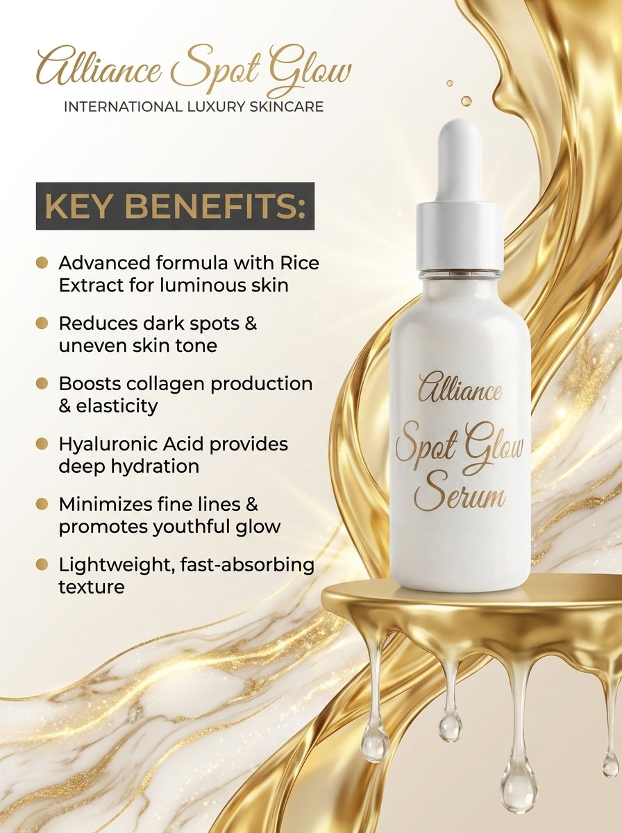 Spot Glow Serum – Brightening & Glowing Face Serum with Rice Extract, Collagen & Hyaluronic Acid