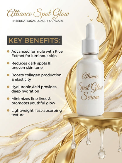 Spot Glow Serum – Brightening & Glowing Face Serum with Rice Extract, Collagen & Hyaluronic Acid