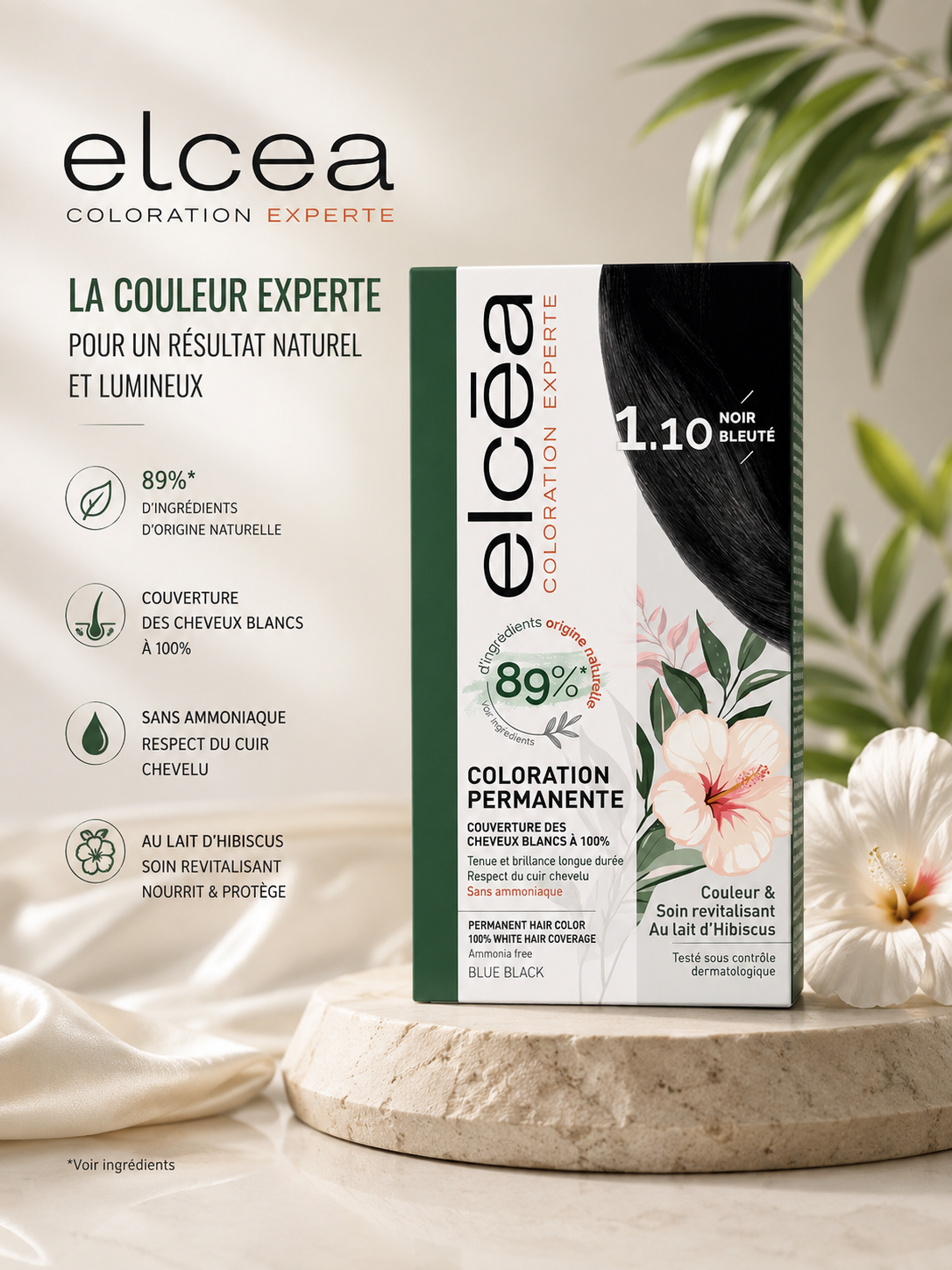 Elcea Hair Dye Ammonia-Free Hair Color | 100% Grey Coverage | Made in France