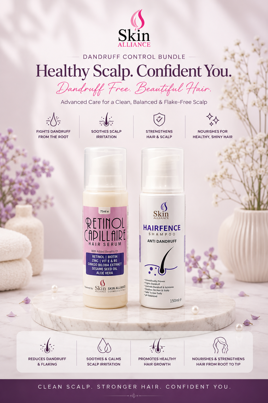Dandruff Control Bundle – Hairfence Anti Dandruff Shampoo & Retinol Capillaire Hair Serum