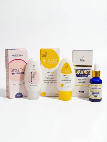 Alliance Hydrate, Glow & Protect Bundle – Sunblock SPF 100, Hydrating Serum & Brightening Cream