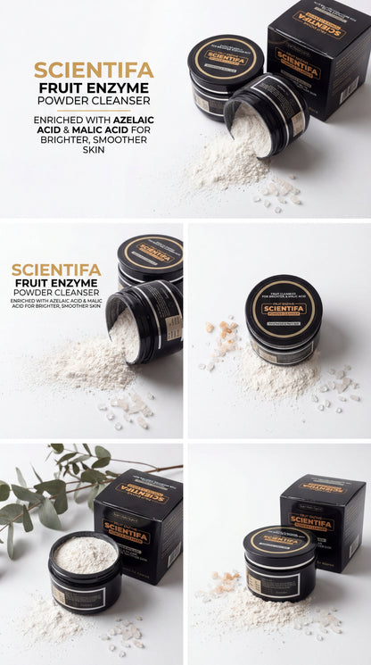 Scientifa Fruit Enzyme Powder Cleanser | Azelaic Acid & Malic Acid Exfoliating Face Cleanser for Brightening, Smooth Skin & Gentle Pore Cleansing