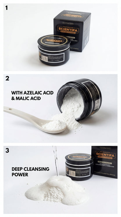 Scientifa Fruit Enzyme Powder Cleanser | Azelaic Acid & Malic Acid Exfoliating Face Cleanser for Brightening, Smooth Skin & Gentle Pore Cleansing