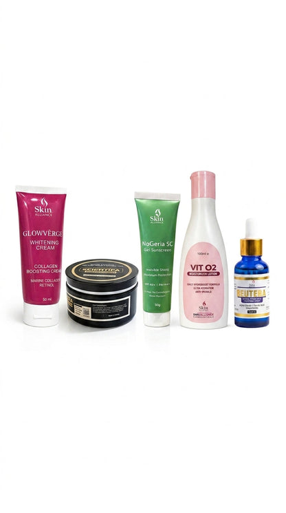 Collection of skincare products on a white background