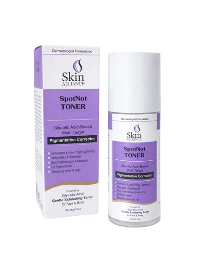 SpotNot Glycolic Acid Toner | Glycolic, Salicylic & Lactic Acid | Exfoliating Toner for Pigmentation, Acne & Smooth Skin