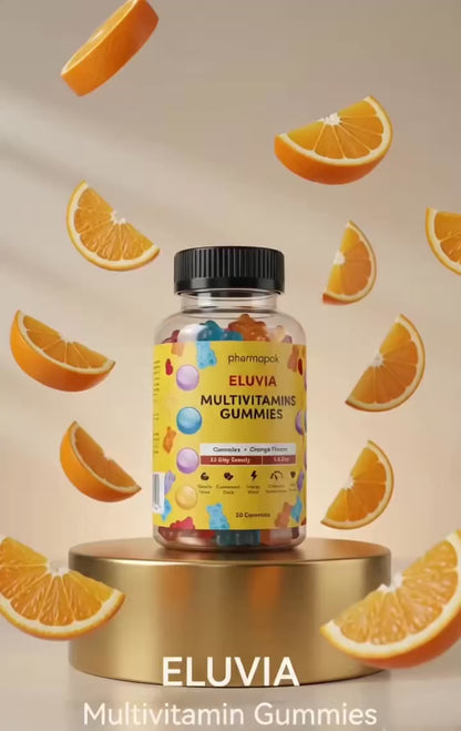 Eluvia Multivitamin Gummies | Daily Vitamins & Minerals for Teens & Adults | Orange Flavor | 20 Gummies | Skin Alliance